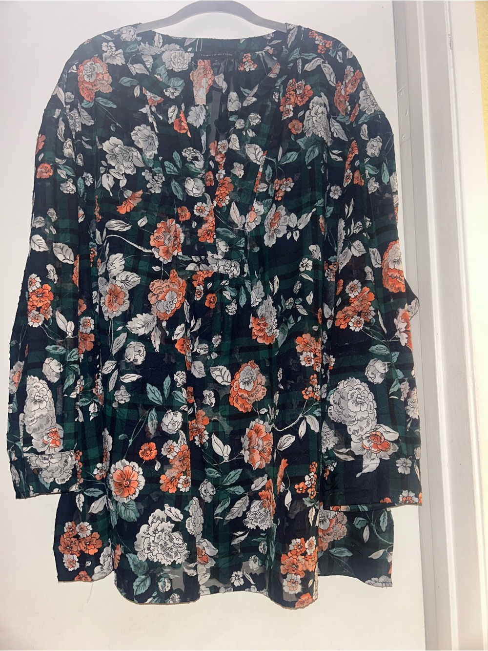 Tommy Hilfiger Boho Tunic Top - Black Green Orange, 2X